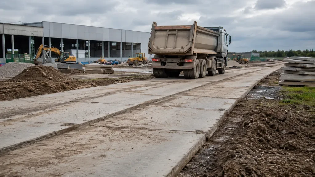 droga z płyt betonowych
